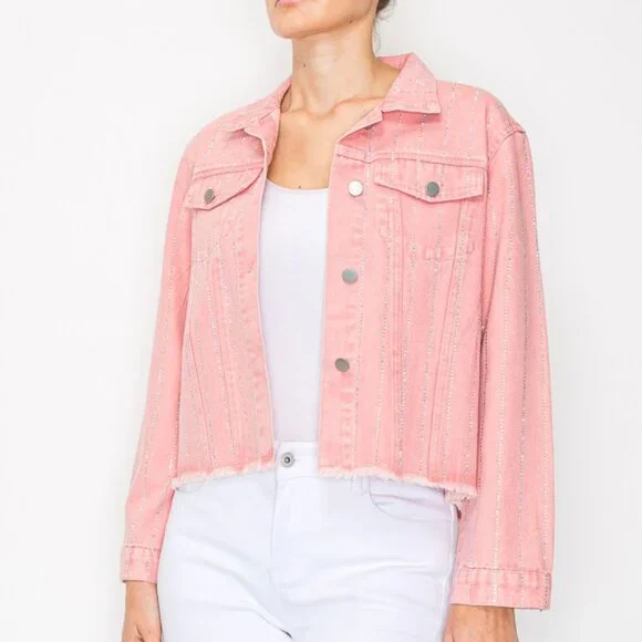 new ORIGMAI embellished jean denim jacket (4-colors) SM-2X classic rhinestones - Picture 12 of 16